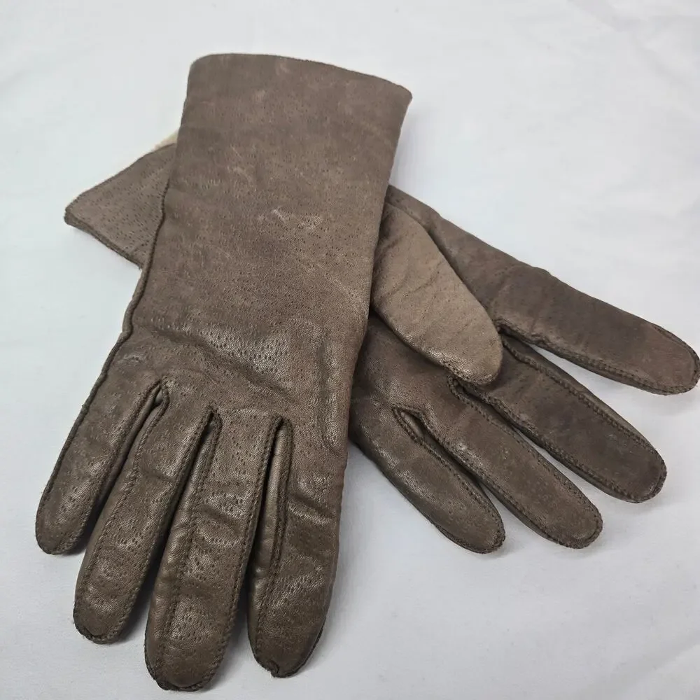Fownes Gloves Vintage 90s Brown Leather Thinsulate Lining Women's Large